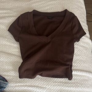 PacSun Chocolate Brown V-Neck Tee